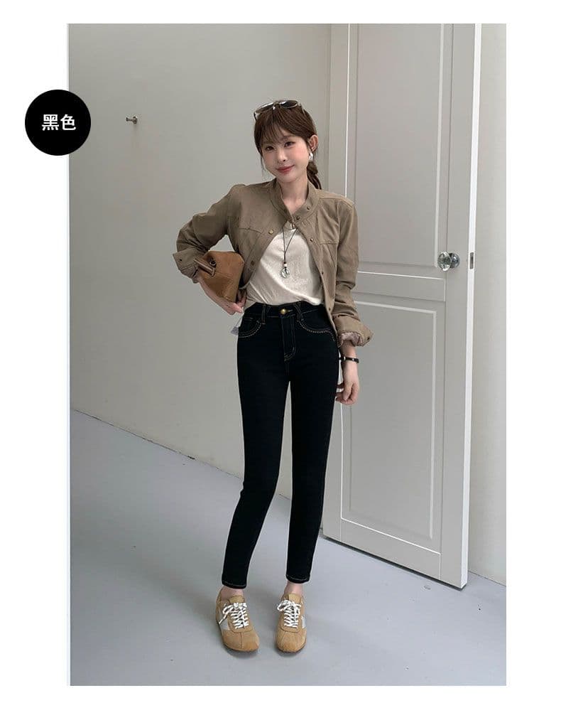 하늘색 데님 작은 발 바지 여성 가죽 카드 거친 가장자리 이후 가방 상세 이미지 14