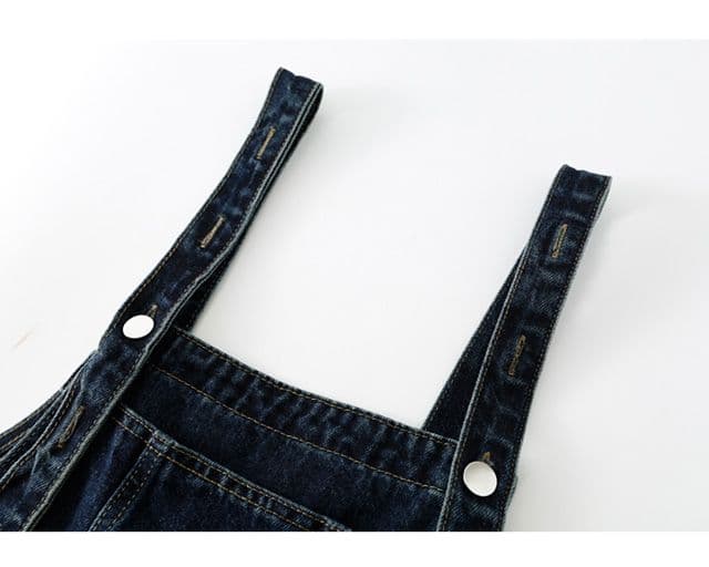 아메리칸 레트로 데님 멜빵 바지 여성 2025 새로운 한국 스타일 루즈핏 하이웨이스트 슬림해 보이는 넓은 다리 올인원 긴 바지 상세 이미지 20