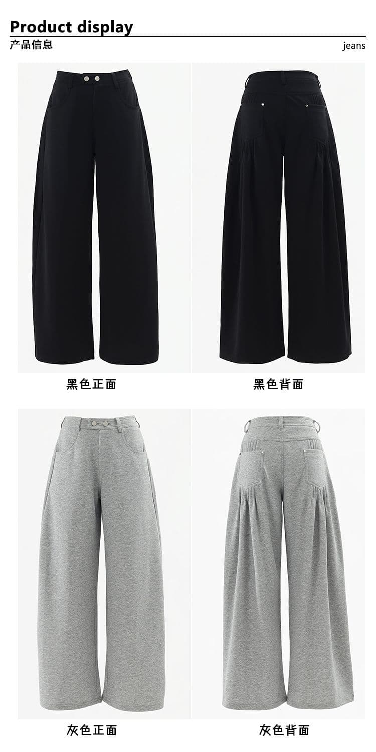 도시 운동 바람 주름 주머니 디자인 센스 캐주얼 바지 여성 가을 새로운 한 부서 넓은 다리 다용도 도루 센스 웨이 바지 상세 이미지 6