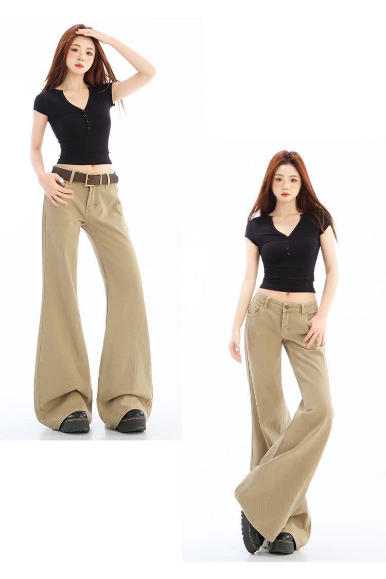 화이트 부츠컷 아니요 막대기 다리 청바지 여성 아메리칸 레트로 로우 웨이스트 좁은 에디션 슬림해 보이는 긴 바지 상세 이미지 12