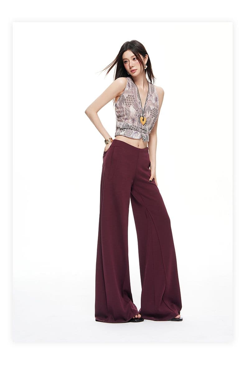 26 년 가을 겨울 마이크로 폭탄 없음 허리 머리 디자인 센스 슬림해 보이는 도루 센스 마이크로 루즈핏 구조 나팔 니트 캐주얼 바지 여성 상세 이미지 7