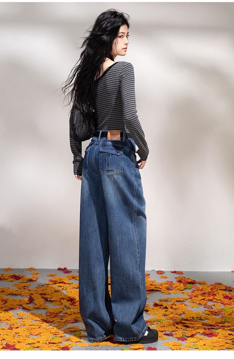폭발 모통이 칼 바지 ykk 레트로 블루 모통이 칼 바지 슈퍼 잘 생긴 높은 품질 긴 바지 그리고 더하기 길다 xs-xl 상세 이미지 15