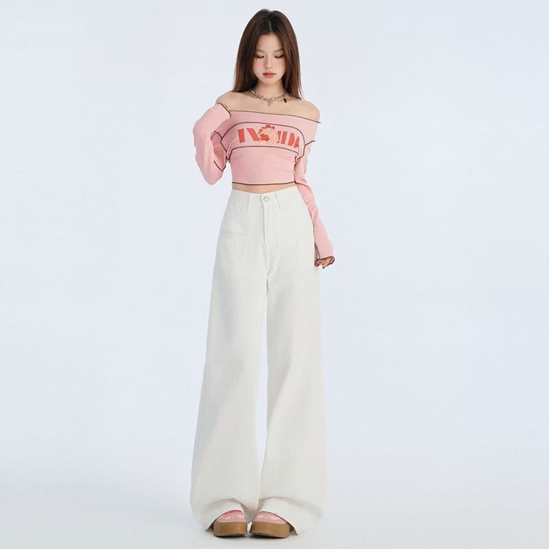 폭발 아메리칸 루즈핏 주요 추진력 높은 품질 화이트 이전 열기 가방 넓은 다리 바닥 청소 긴 바지 길이 연장 xs-xl 이미지 4