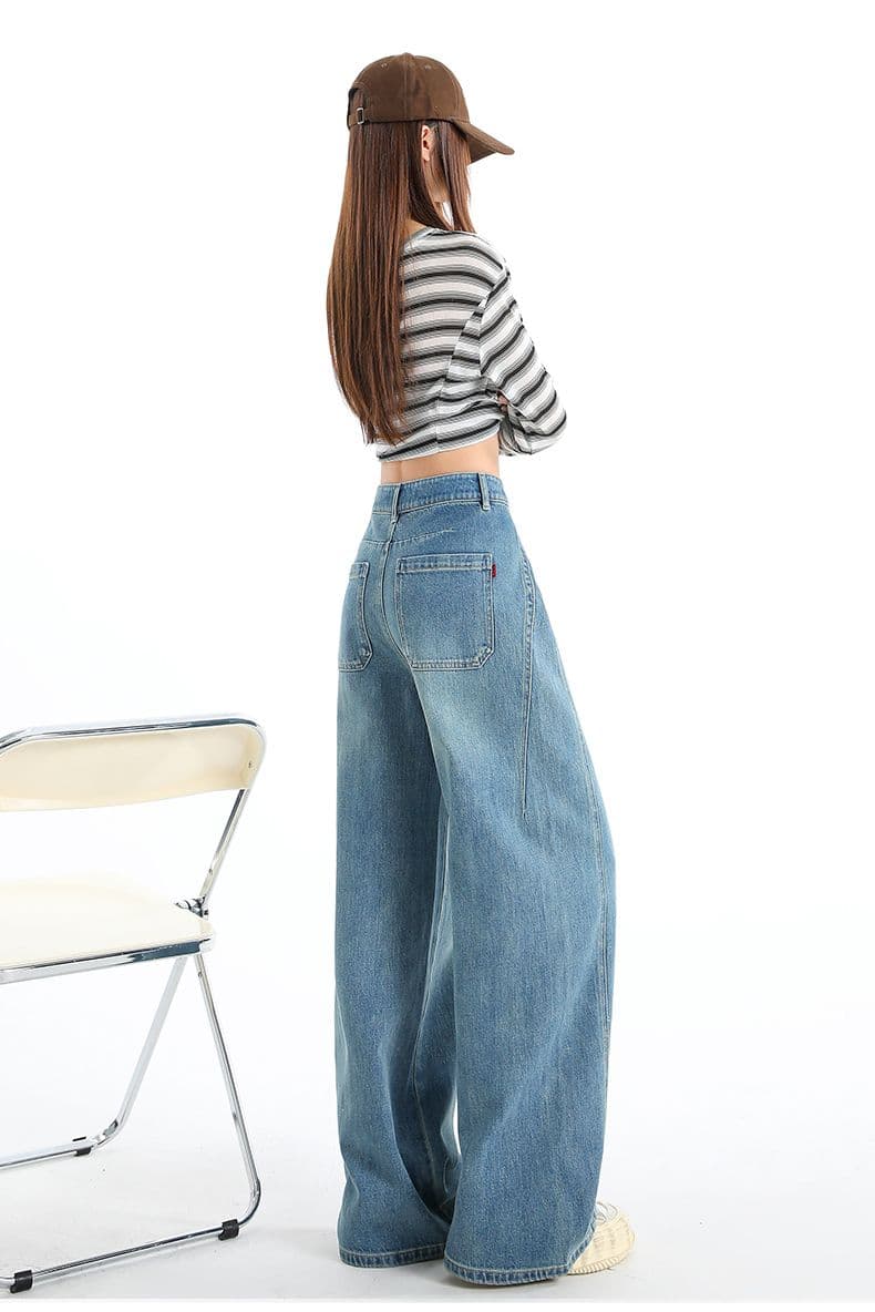 폭발 패치워크 모통이 칼 바지 노스탤지어 블루 단 닝 블루 폭발 패치워크 모통이 칼 와이드 레그 팬츠 긴 바지 s-xl 상세 이미지 15