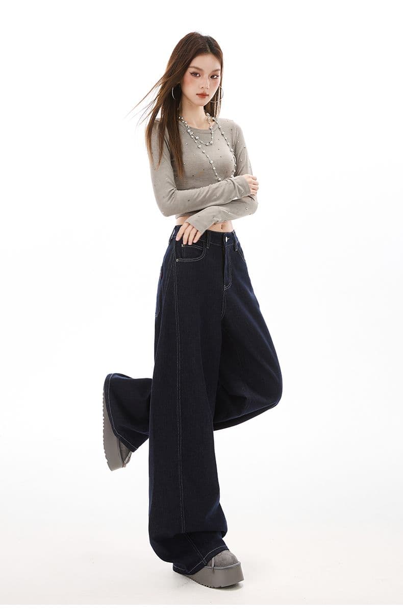 폭발 패치워크 모통이 칼 바지 노스탤지어 블루 단 닝 블루 폭발 패치워크 모통이 칼 와이드 레그 팬츠 긴 바지 s-xl 상세 이미지 19