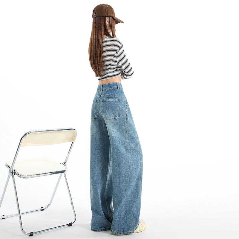 폭발 패치워크 모통이 칼 바지 노스탤지어 블루 단 닝 블루 폭발 패치워크 모통이 칼 와이드 레그 팬츠 긴 바지 s-xl 이미지 3