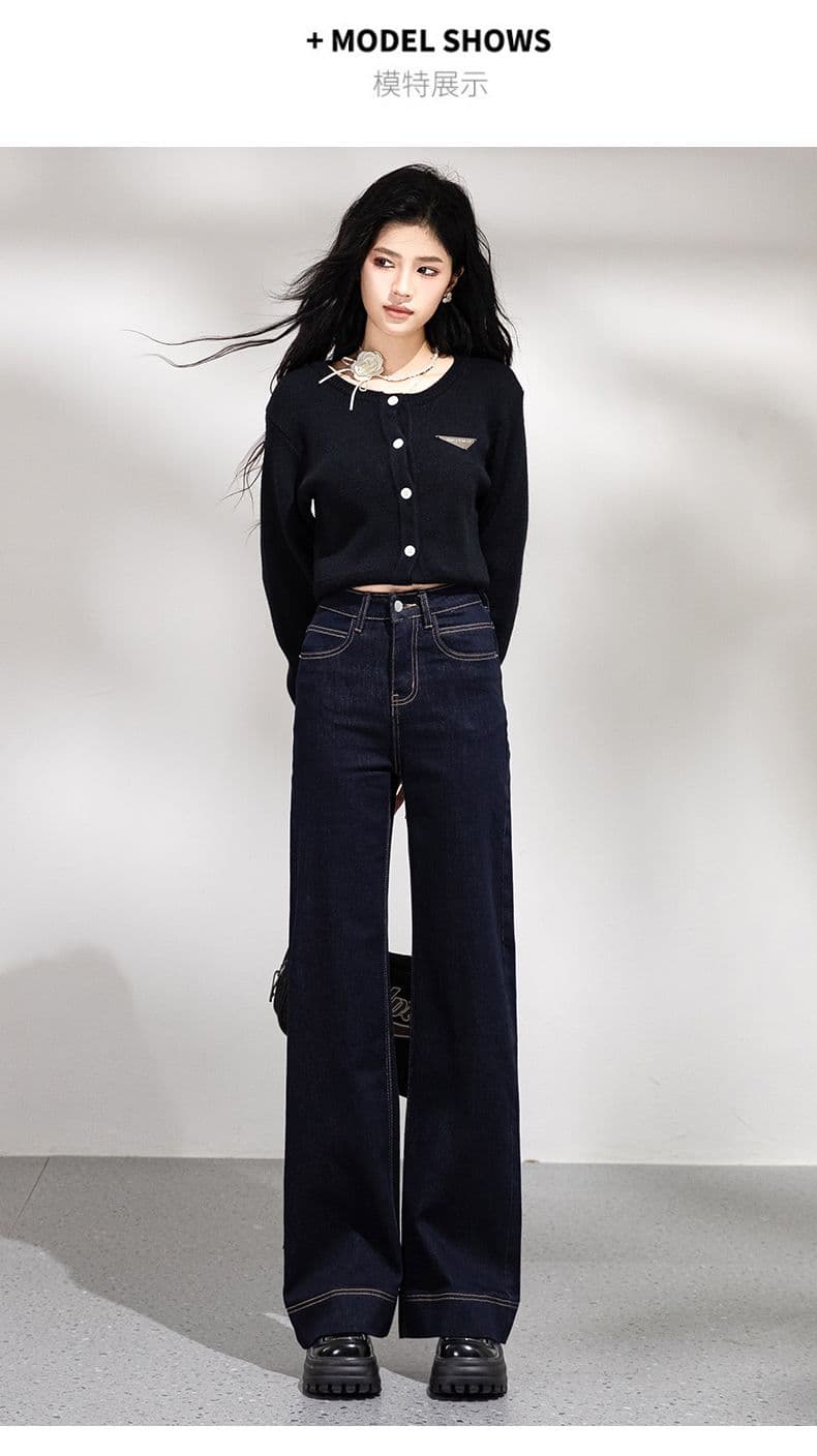 폭발 넓은 다리 나팔 단 닝 파란색 넓은 다리 나팔 바지 높은 품질 긴 바지 길이 연장 xs-xl 상세 이미지 10
