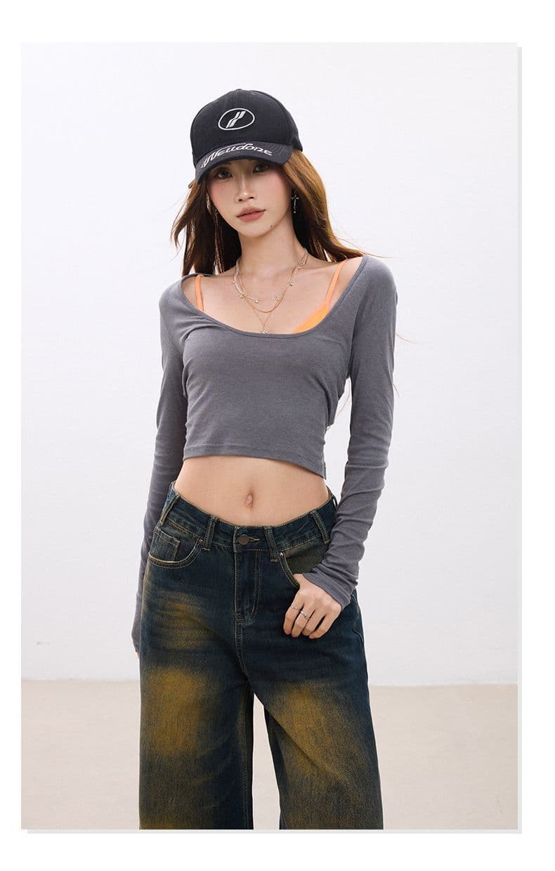 아메리칸 레트로 워싱 마 오래된 스트레이트 청바지 넓은 다리 가을 도루 센스 바닥 청소 바지 상세 이미지 14
