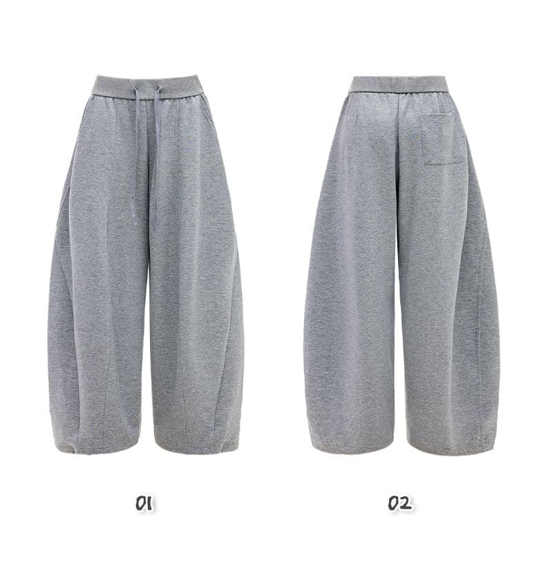 캐주얼 바지 여성 모통이 칼 바지 웨이 바지 허리밴드 루즈핏 도루 센스 상세 이미지 6