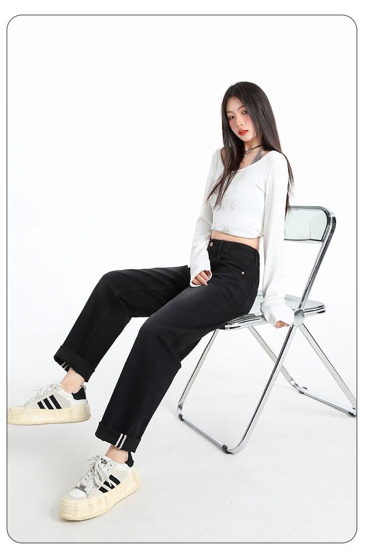 사면 신축 2026 조기 가을 새로운 하이웨이스트 편안함 다용도 할란 9부 바지 루즈핏 슬림해 보이는 신축성 아빠 바지 상세 이미지 12