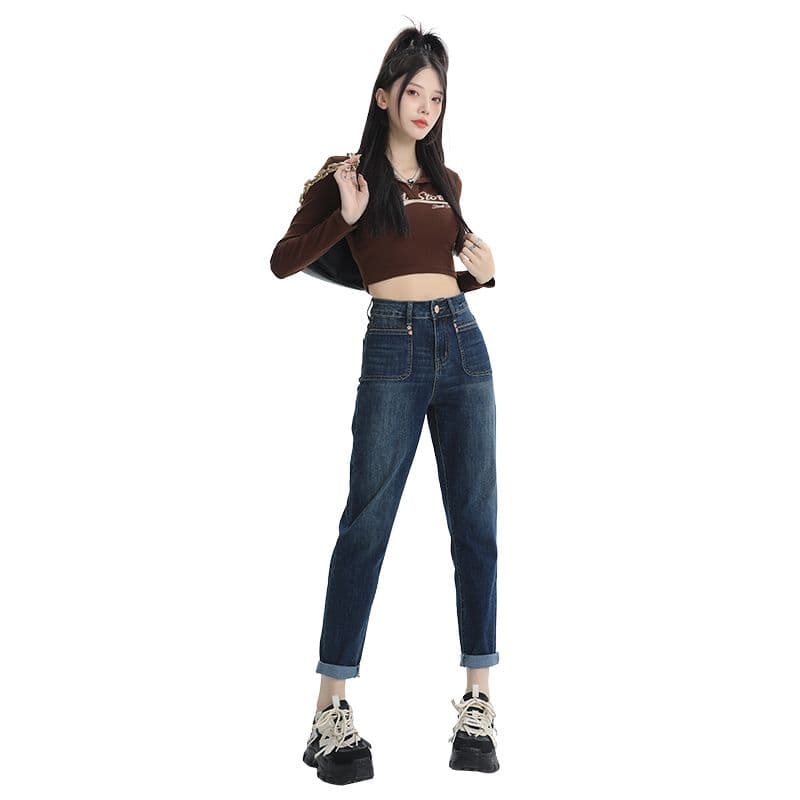 2026 조기 가을 새로운 캐주얼 하이웨이스트 하렘 바지 9 포인트 여성 편안함 다용도 표지 고기 슬림해 보이는 무 바지 이미지 6