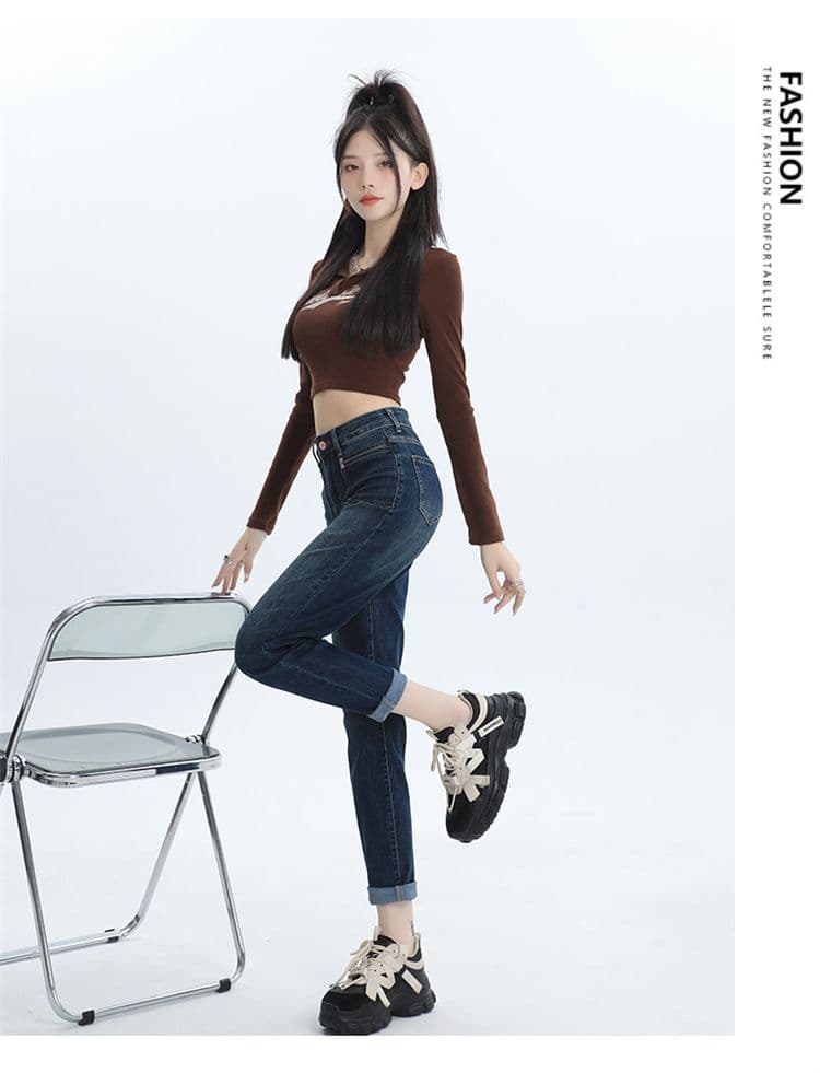 2026 조기 가을 새로운 캐주얼 하이웨이스트 하렘 바지 9 포인트 여성 편안함 다용도 표지 고기 슬림해 보이는 무 바지 상세 이미지 17