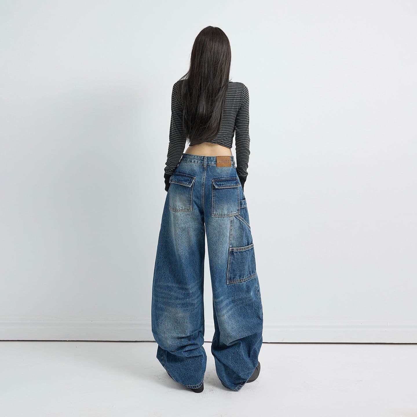 아메리칸 레트로 루즈핏 와이드 레그 팬츠 워크웨어 팬츠 봄 가을 다용도 모통이 칼 바지 청바지 여성 2026 새로운 이미지 4