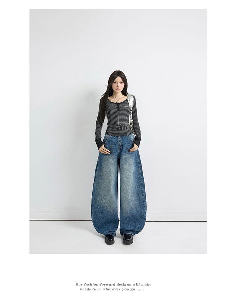 아메리칸 레트로 루즈핏 와이드 레그 팬츠 워크웨어 팬츠 봄 가을 다용도 모통이 칼 바지 청바지 여성 2026 새로운 상세 이미지 9