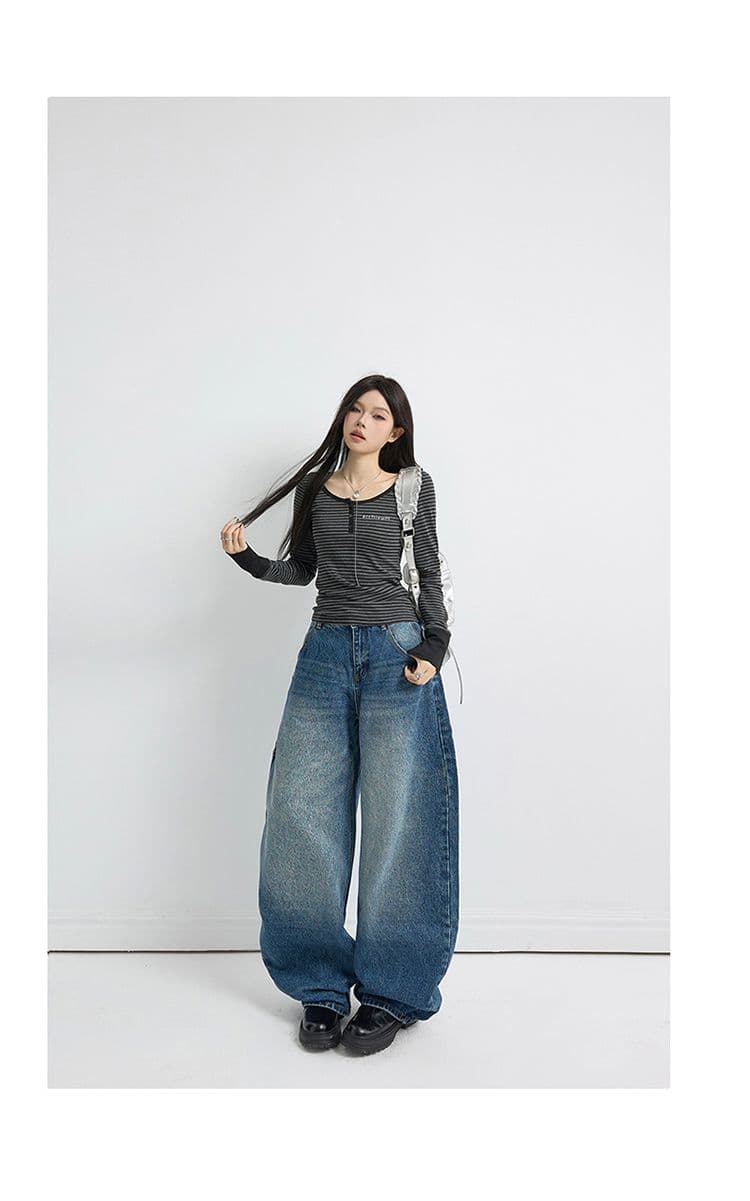 아메리칸 레트로 루즈핏 와이드 레그 팬츠 워크웨어 팬츠 봄 가을 다용도 모통이 칼 바지 청바지 여성 2026 새로운 상세 이미지 17
