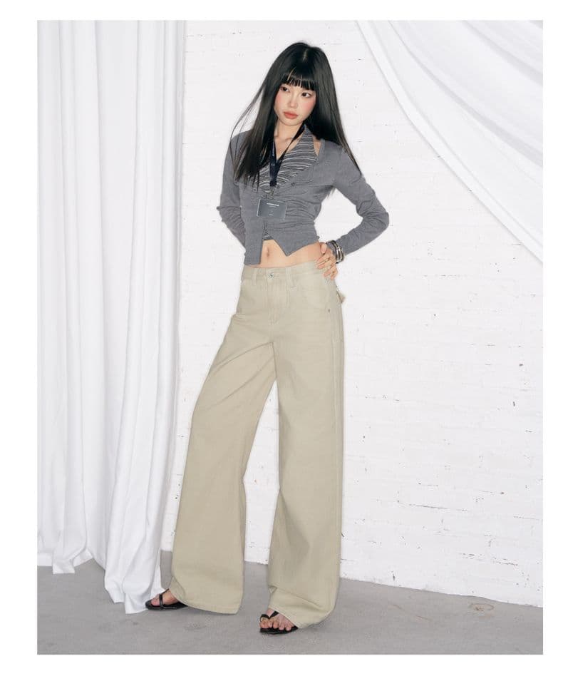 작은 대중 질감 기초 주간 접시 와이드 레그 팬츠 다용도 왕 느슨함 센스 직선 통과 바닥 청소 청바지 여성 상세 이미지 14