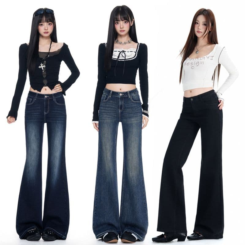 아메리칸 핫걸 아니요 막대기 다리 호스 슈 바지 부츠컷 청바지 여성 가을 2026 새로운 하이웨이스트 슬림해 보이는 이미지 2