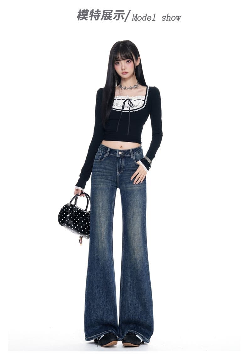 아메리칸 핫걸 아니요 막대기 다리 호스 슈 바지 부츠컷 청바지 여성 가을 2026 새로운 하이웨이스트 슬림해 보이는 상세 이미지 14