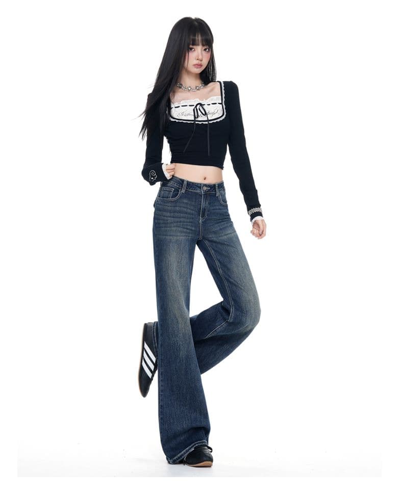 아메리칸 핫걸 아니요 막대기 다리 호스 슈 바지 부츠컷 청바지 여성 가을 2026 새로운 하이웨이스트 슬림해 보이는 상세 이미지 19