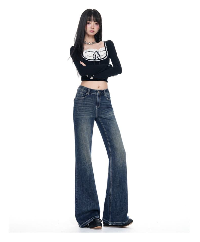 아메리칸 핫걸 아니요 막대기 다리 호스 슈 바지 부츠컷 청바지 여성 가을 2026 새로운 하이웨이스트 슬림해 보이는 상세 이미지 20