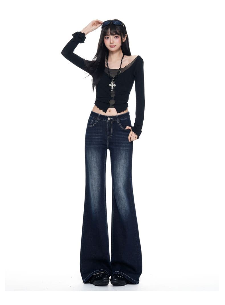아메리칸 핫걸 아니요 막대기 다리 호스 슈 바지 부츠컷 청바지 여성 가을 2026 새로운 하이웨이스트 슬림해 보이는 상세 이미지 27