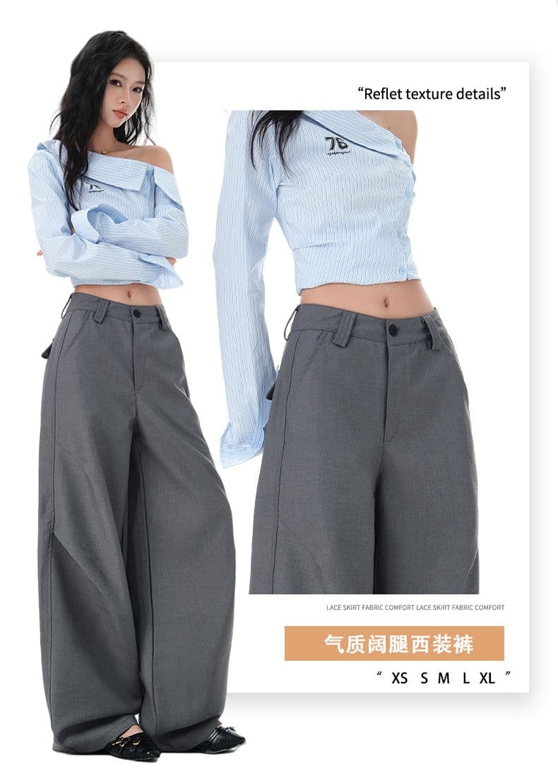 캐주얼 정장 루즈핏 모통이 칼 바지 2026 봄 가을 패션 다용도 넓은 다리 바닥 청소 바지 상세 이미지 4
