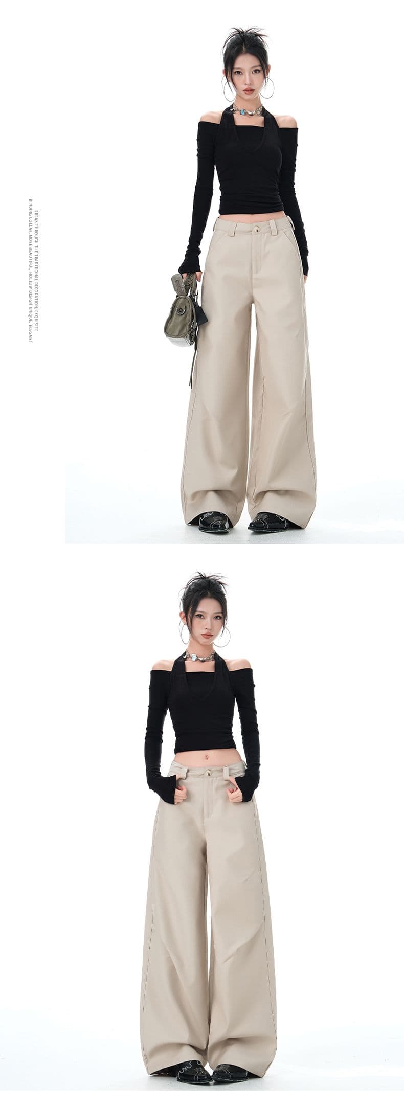캐주얼 정장 루즈핏 모통이 칼 바지 2026 봄 가을 패션 다용도 넓은 다리 바닥 청소 바지 상세 이미지 17