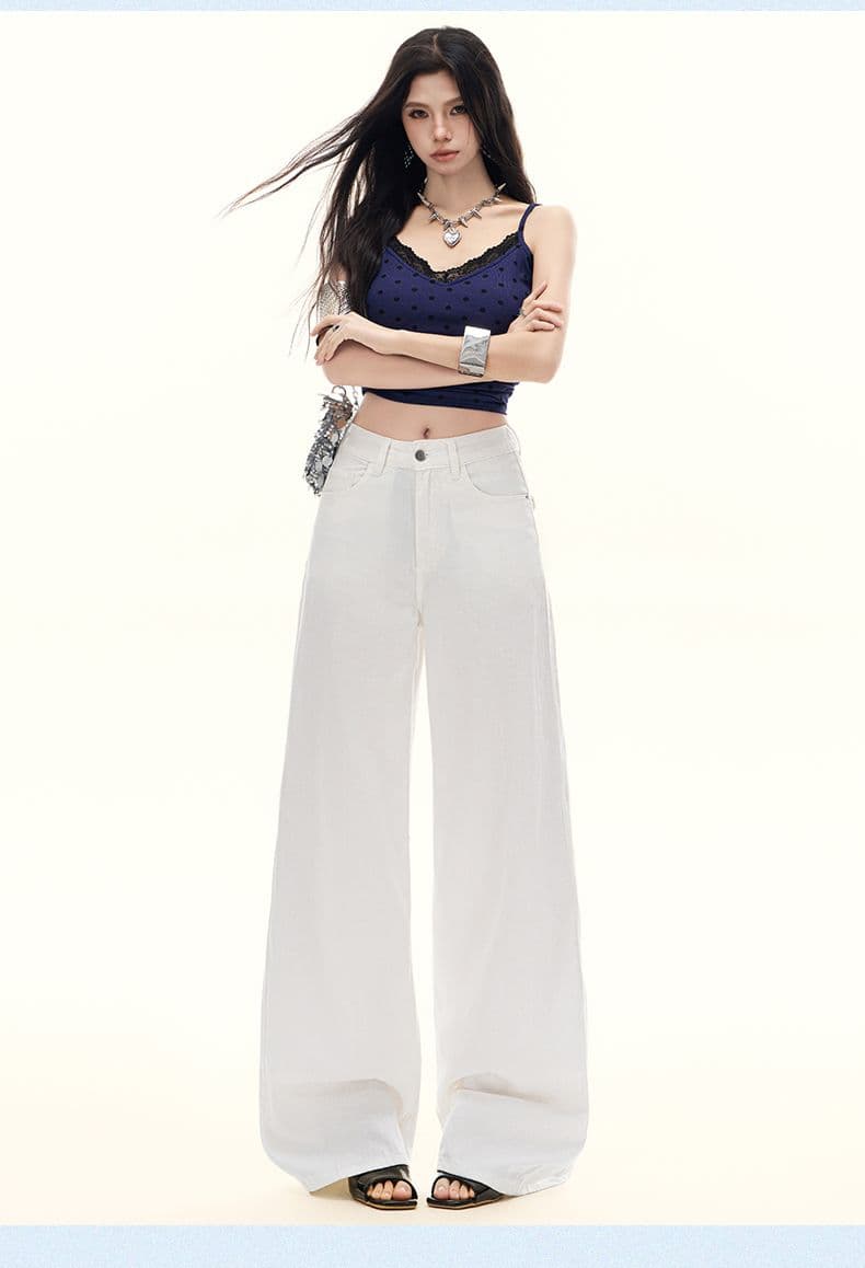 2026 대나무 마디 라이 경기 서울 넓은 다리 청바지 여성 도루 센스 얇은 스타일 통기성 루즈핏 개성 주머니 바닥 청소 바지 상세 이미지 12