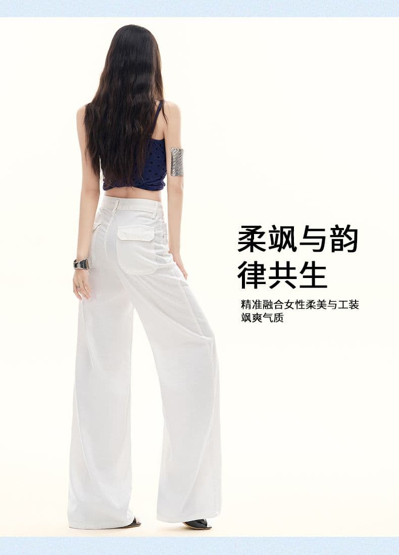 2026 대나무 마디 라이 경기 서울 넓은 다리 청바지 여성 도루 센스 얇은 스타일 통기성 루즈핏 개성 주머니 바닥 청소 바지 상세 이미지 15