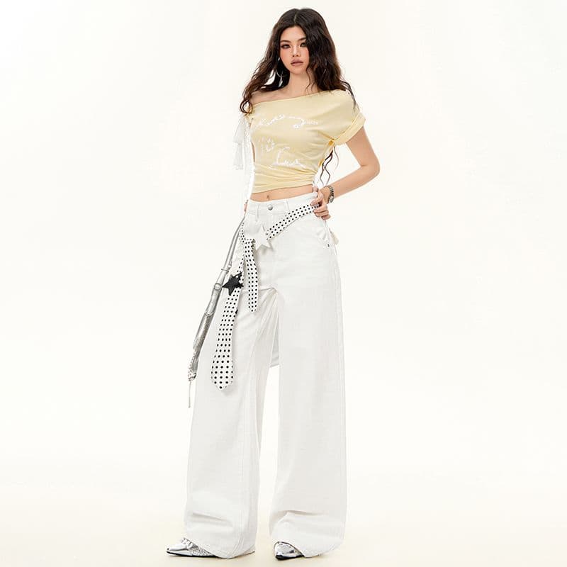 2026 새로운 슈퍼 화재 아메리칸 레트로 넓은 다리 청바지 여성 루즈핏 표지 고기 핫걸 바닥 청소 바지 이미지 5