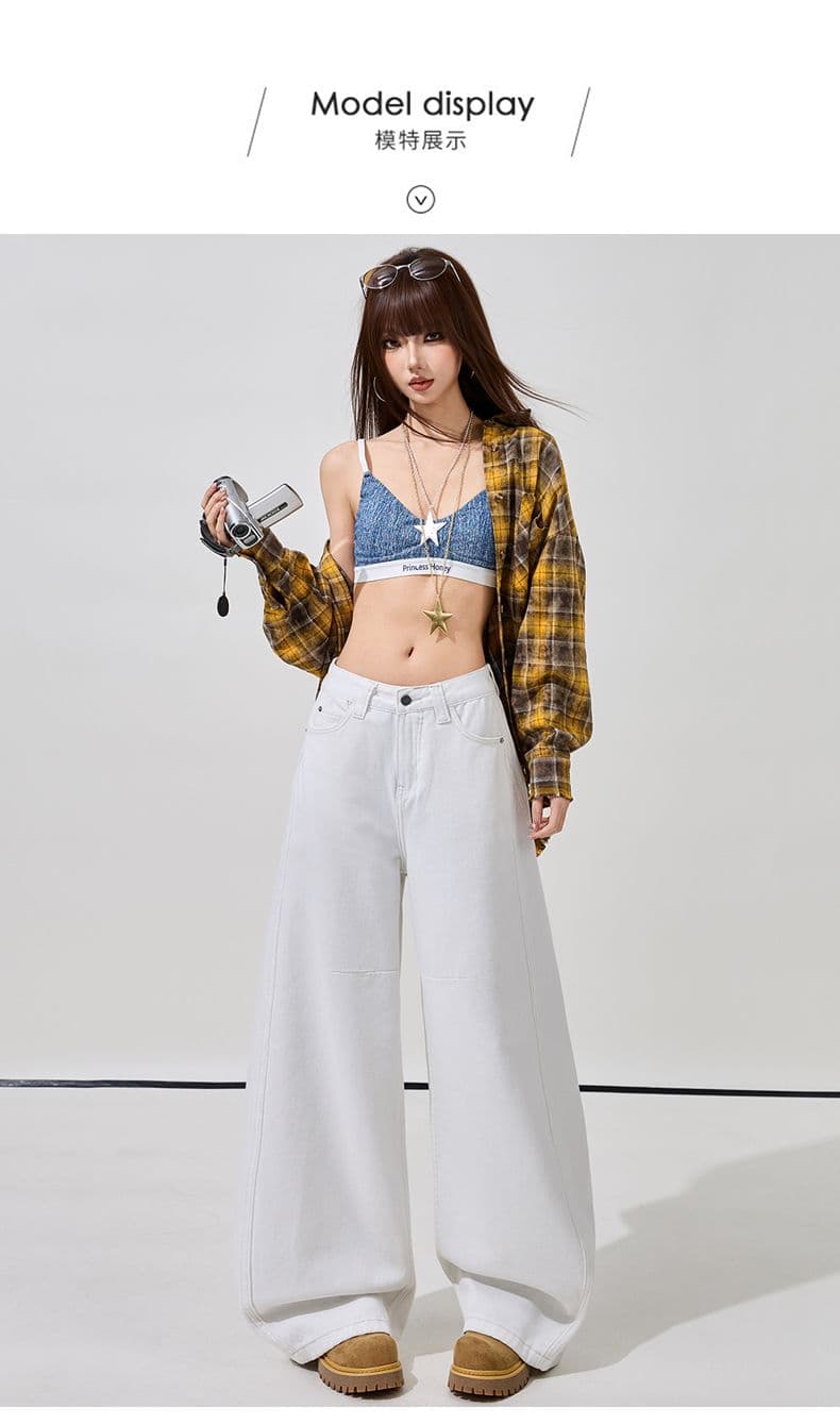 2026 새로운 슈퍼 화재 아메리칸 레트로 넓은 다리 청바지 여성 루즈핏 표지 고기 핫걸 바닥 청소 바지 상세 이미지 11