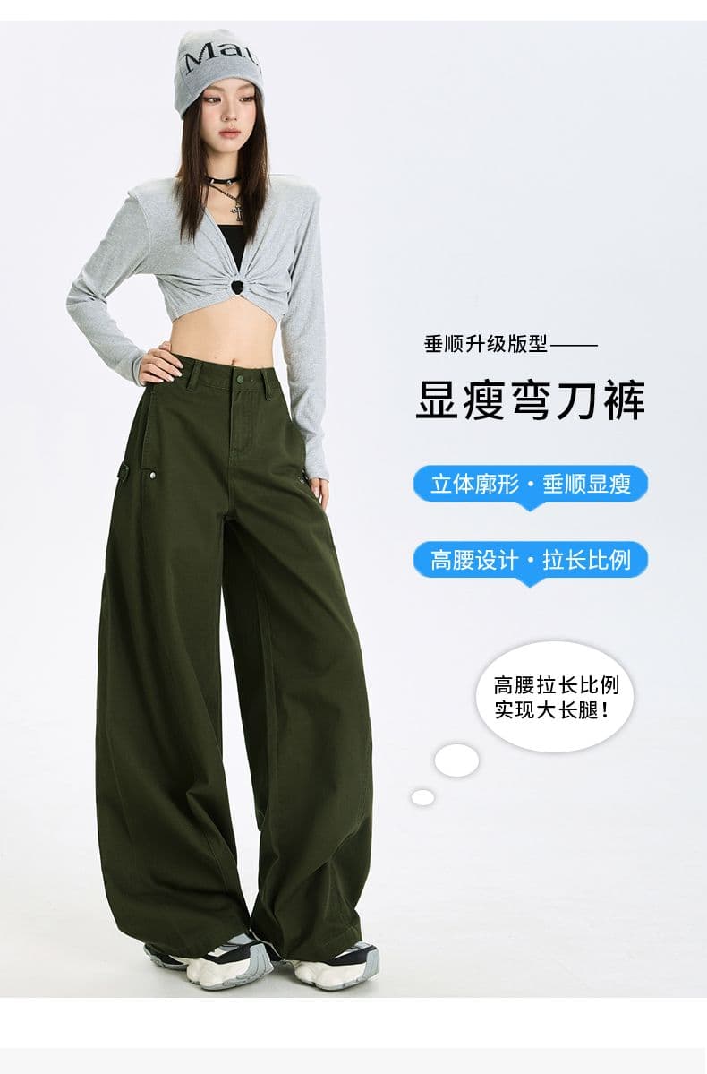 가을 새로운 2026 폭발 아메리칸 레트로 측면 솔기 당겨 높은 디자인 루즈핏 슬림해 보이는 바닥 청소 청바지 여성 상세 이미지 5