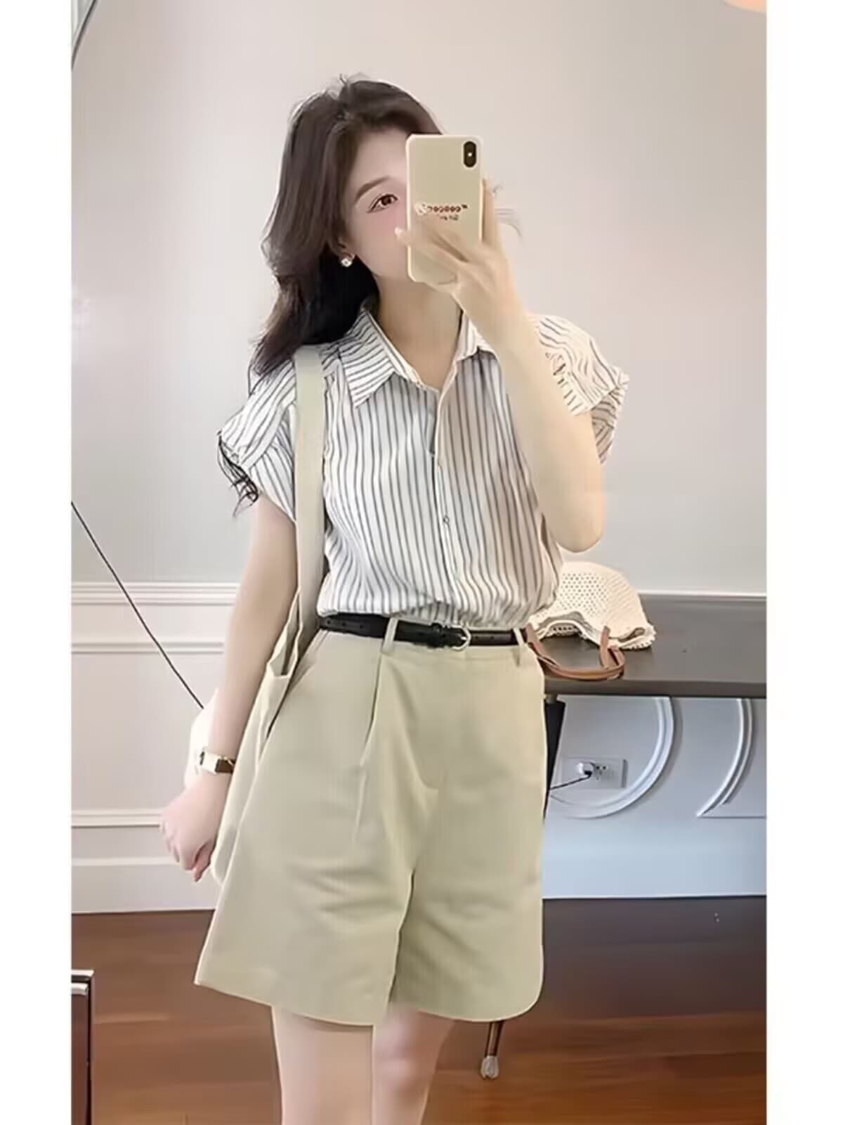 여름 드레스 코디 전체 집합 마이크로 지방 슬림해 보이는 배 종류 차 부서 착용 가져 가라. 우유 부서 소금 부서 빛 요리 한 캐주얼 투피스 슈트 여성 이미지 3