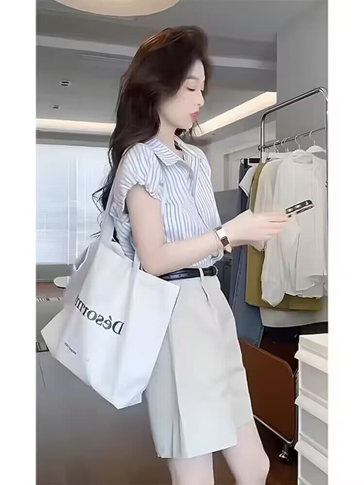 여름 드레스 코디 전체 집합 마이크로 지방 슬림해 보이는 배 종류 차 부서 착용 가져 가라. 우유 부서 소금 부서 빛 요리 한 캐주얼 투피스 슈트 여성 상세 이미지 3