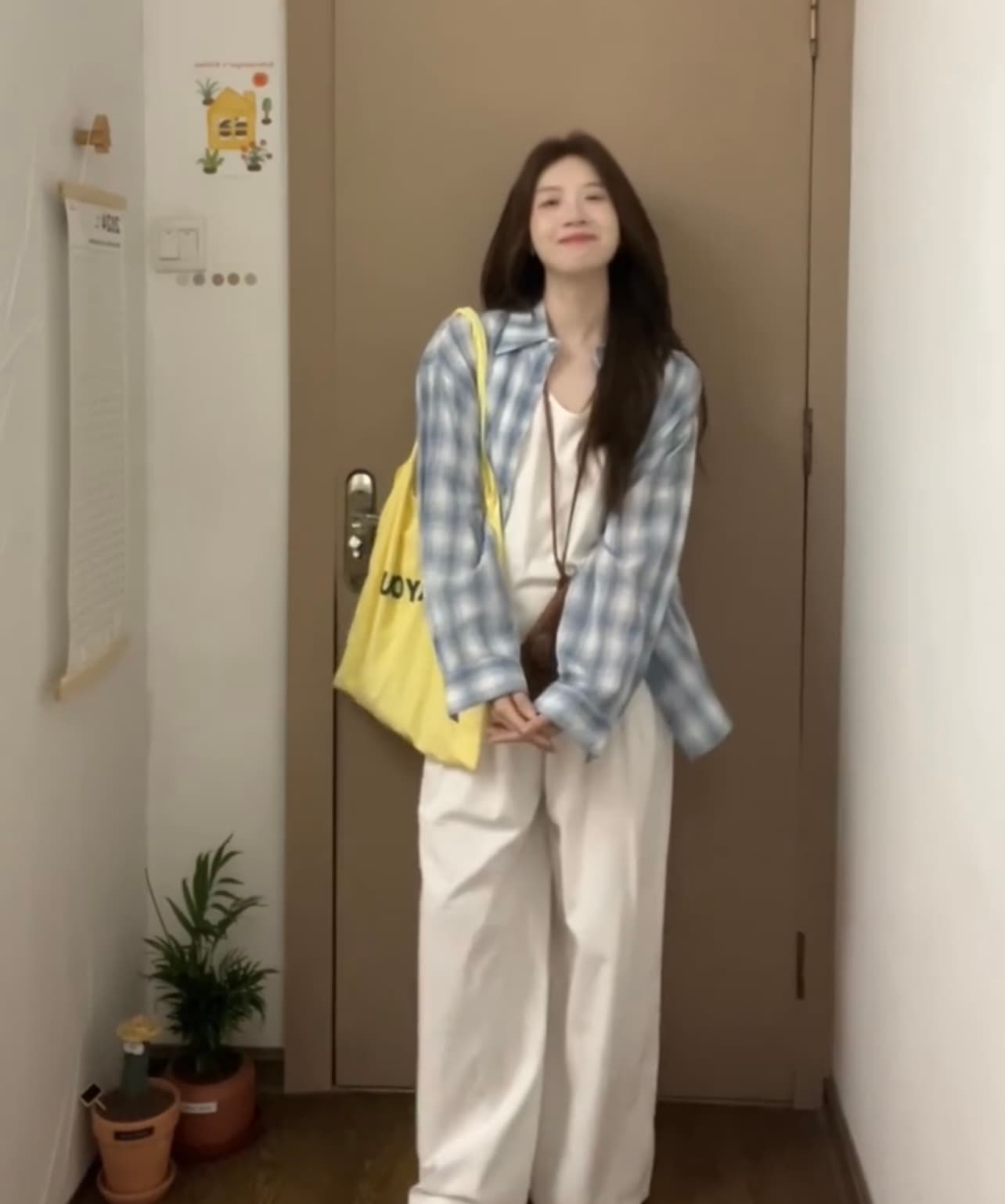 2026 파란색 체크무늬 자외선 차단 긴팔 셔츠 외부 가져 가라. 루즈핏 oversize 고급 센스 셔츠 재킷 맨위 상세 이미지 2