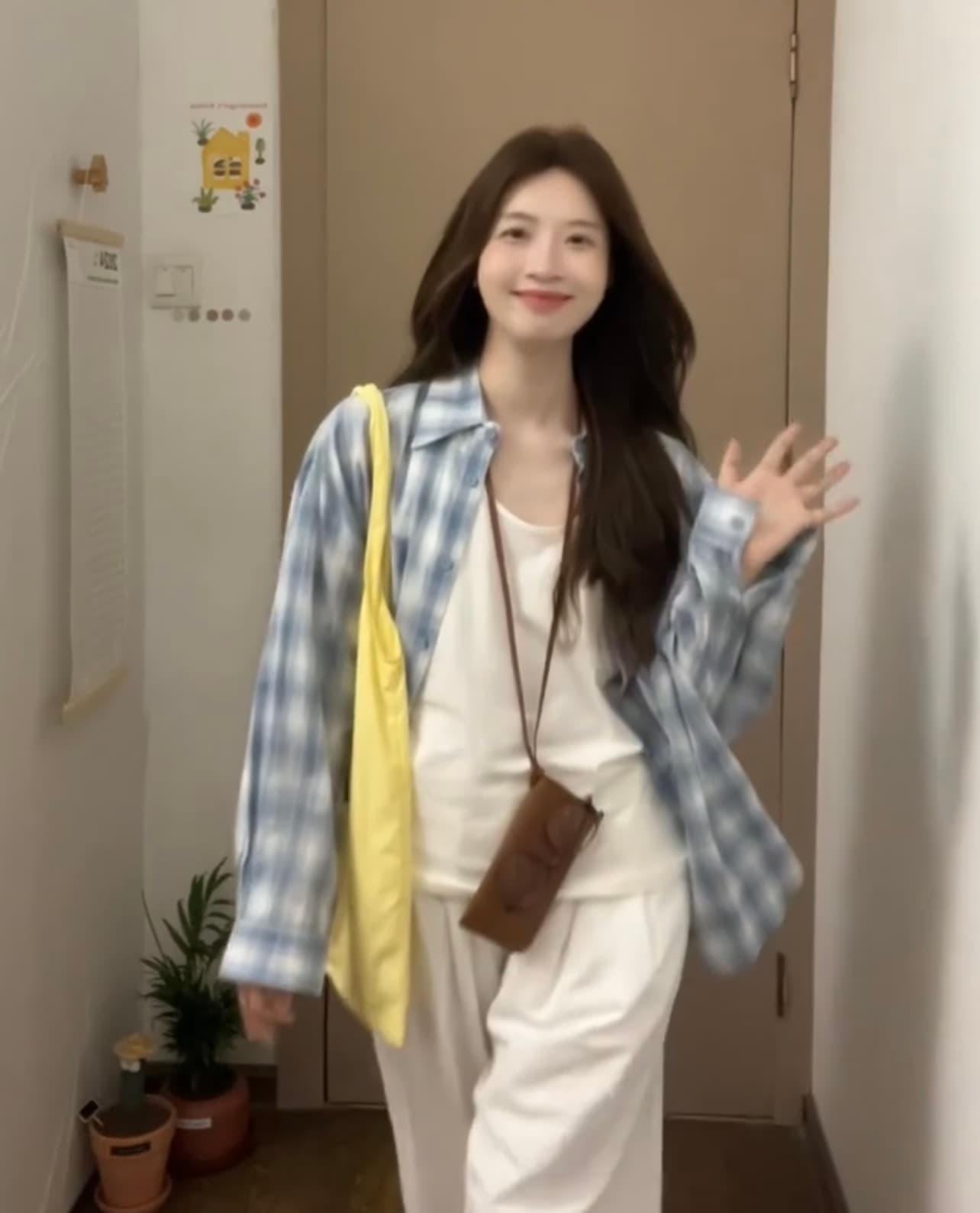 2026 파란색 체크무늬 자외선 차단 긴팔 셔츠 외부 가져 가라. 루즈핏 oversize 고급 센스 셔츠 재킷 맨위 상세 이미지 3