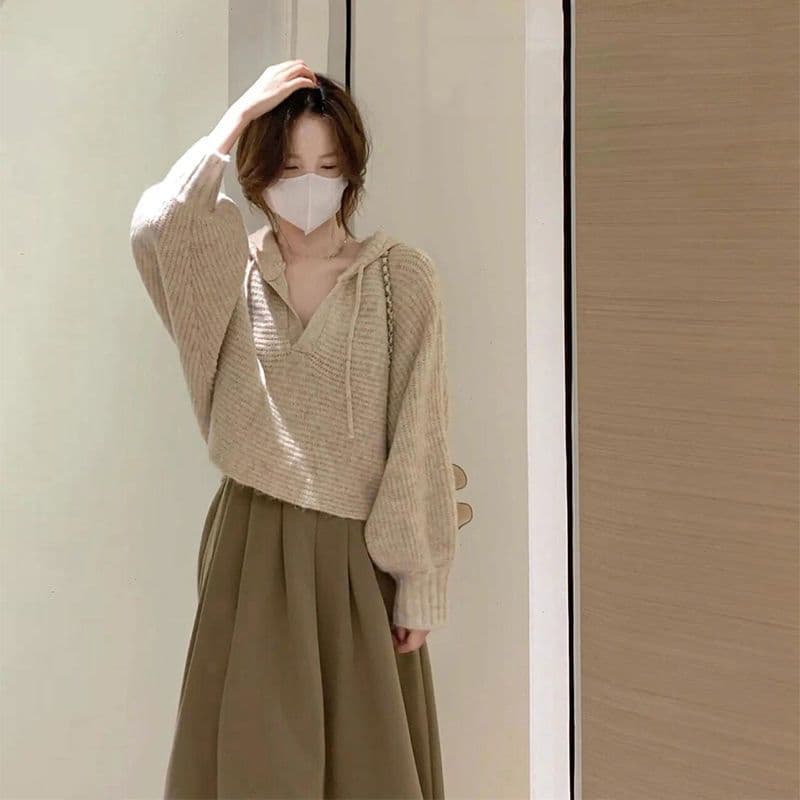 가을 겨울 2026 새로운 항구 바람 레트로 디자인 센스 작은 키 대양 품격 스웨터 로얄 자매 반신 스커트 튀김 거리 세트 이미지 4