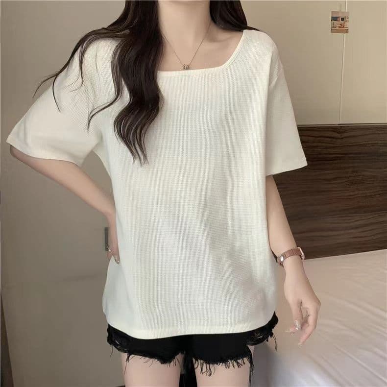 실사 6535 Mianhua 남편 그리드 광장 칼라 후아 남편 루즈핏 슬림해 보이는 다용도 반소매 맨위 이미지 2