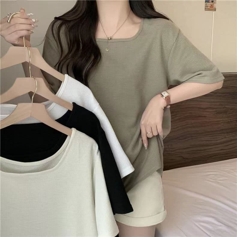 실사 6535 Mianhua 남편 그리드 광장 칼라 후아 남편 루즈핏 슬림해 보이는 다용도 반소매 맨위 상세 이미지 1