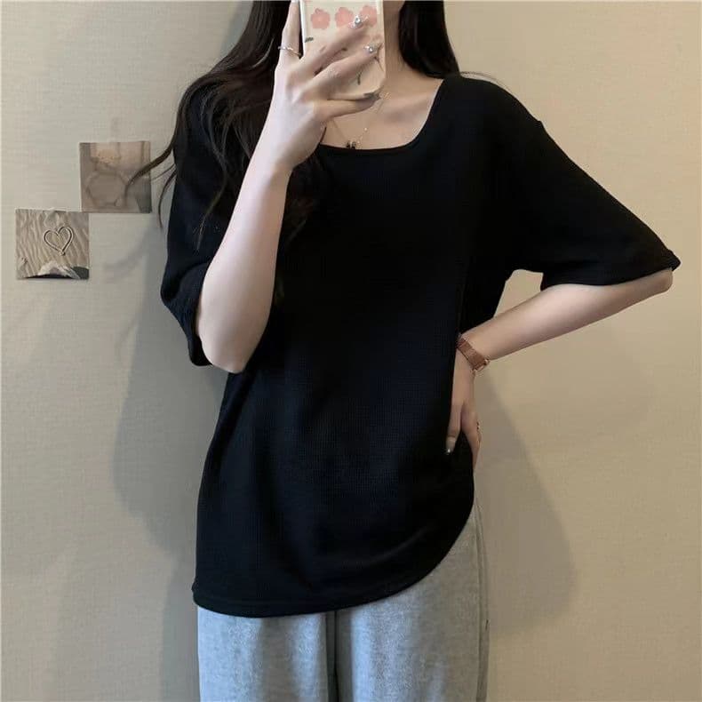 실사 6535 Mianhua 남편 그리드 광장 칼라 후아 남편 루즈핏 슬림해 보이는 다용도 반소매 맨위 상세 이미지 7