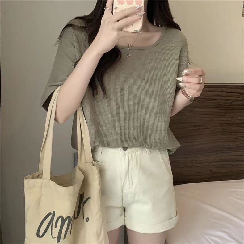 실사 6535 Mianhua 남편 그리드 광장 칼라 후아 남편 루즈핏 슬림해 보이는 다용도 반소매 맨위 상세 이미지 16