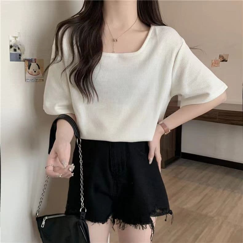 실사 6535 Mianhua 남편 그리드 광장 칼라 후아 남편 루즈핏 슬림해 보이는 다용도 반소매 맨위 상세 이미지 17