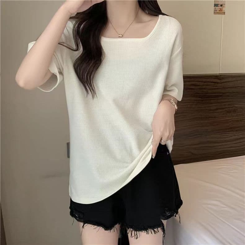 실사 6535 Mianhua 남편 그리드 광장 칼라 후아 남편 루즈핏 슬림해 보이는 다용도 반소매 맨위 상세 이미지 19