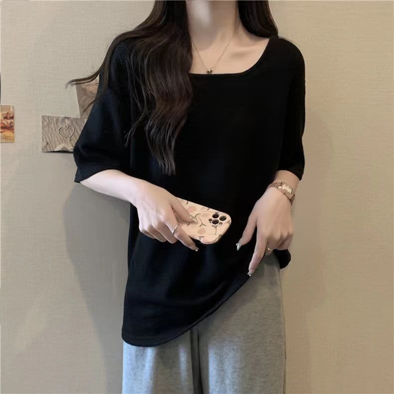 실사 6535 Mianhua 남편 그리드 광장 칼라 후아 남편 루즈핏 슬림해 보이는 다용도 반소매 맨위 상세 이미지 22