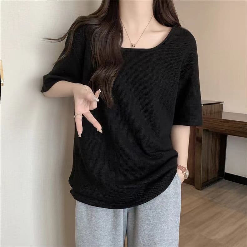 실사 6535 Mianhua 남편 그리드 광장 칼라 후아 남편 루즈핏 슬림해 보이는 다용도 반소매 맨위 상세 이미지 24