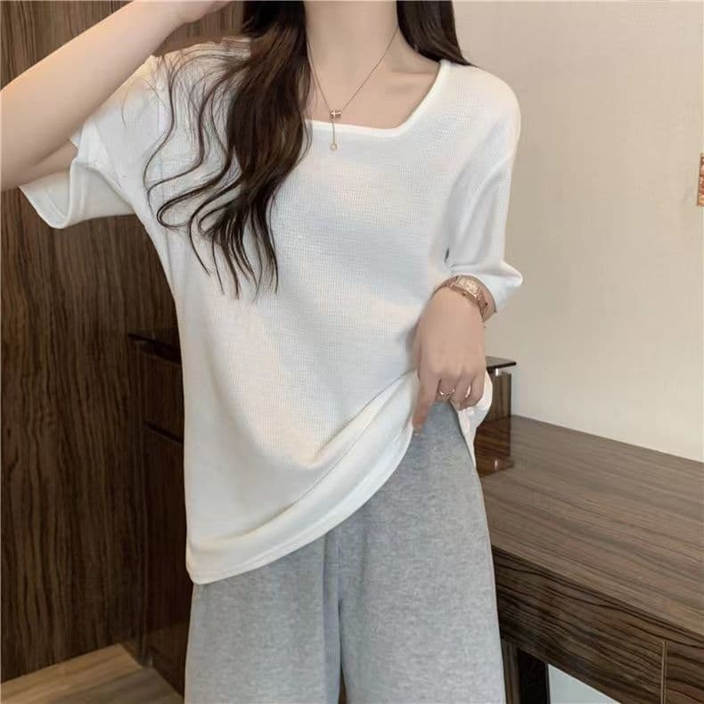 실사 6535 Mianhua 남편 그리드 광장 칼라 후아 남편 루즈핏 슬림해 보이는 다용도 반소매 맨위 상세 이미지 25