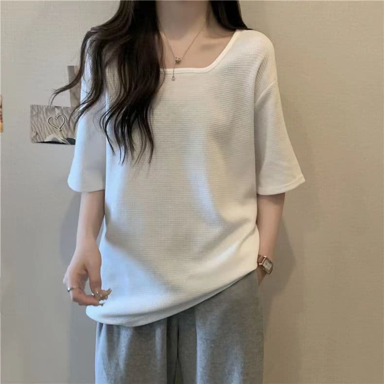 실사 6535 Mianhua 남편 그리드 광장 칼라 후아 남편 루즈핏 슬림해 보이는 다용도 반소매 맨위 상세 이미지 26