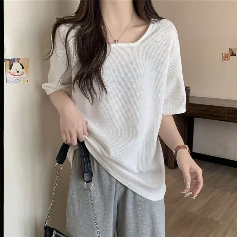 실사 6535 Mianhua 남편 그리드 광장 칼라 후아 남편 루즈핏 슬림해 보이는 다용도 반소매 맨위 상세 이미지 28