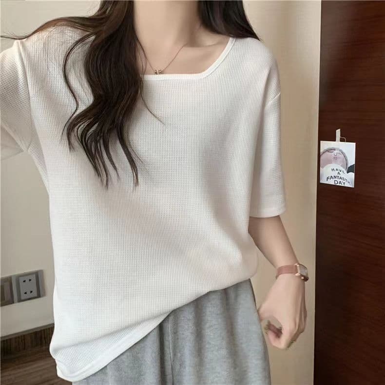 실사 6535 Mianhua 남편 그리드 광장 칼라 후아 남편 루즈핏 슬림해 보이는 다용도 반소매 맨위 상세 이미지 29