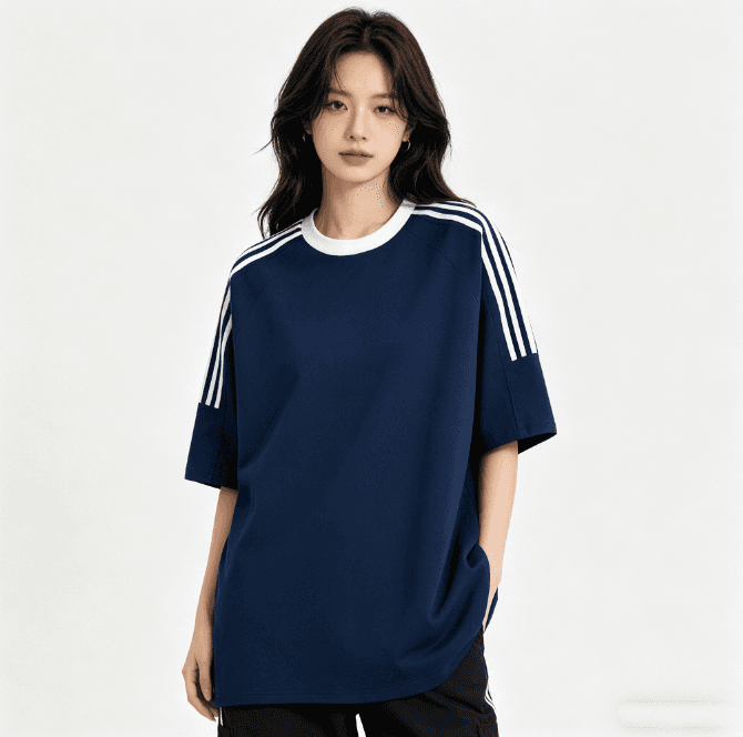 한국 스타일 순면 패션 운동복 여성 여름 학생 루즈핏 슬림해 보이는 반팔 반바지 러닝 캐주얼 맨위 t 피 상세 이미지 2